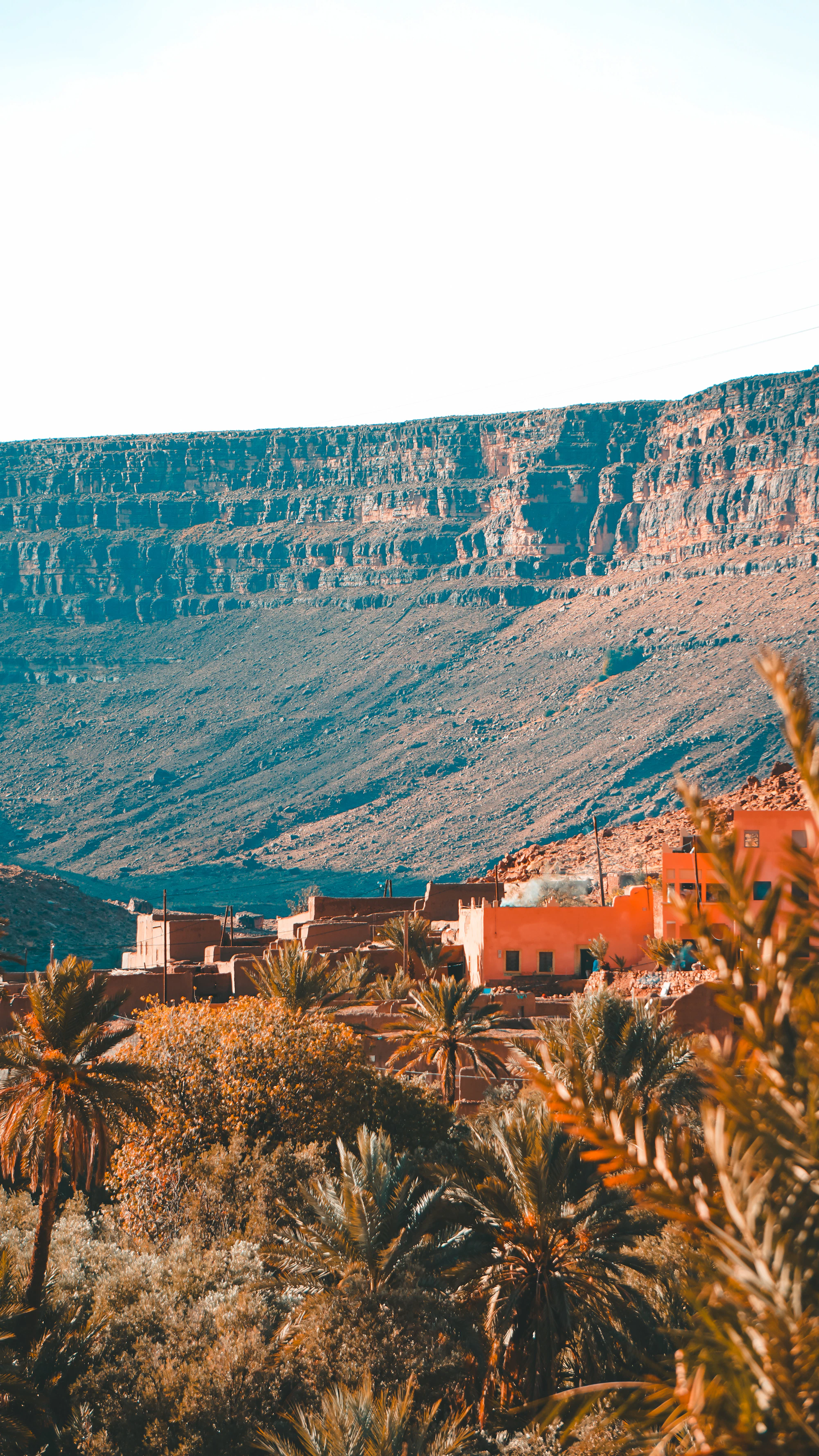 Palm-filled Ziz Valley and desert village in Morocco