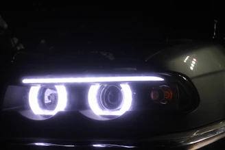 Car headlights with glowing angel eye rings