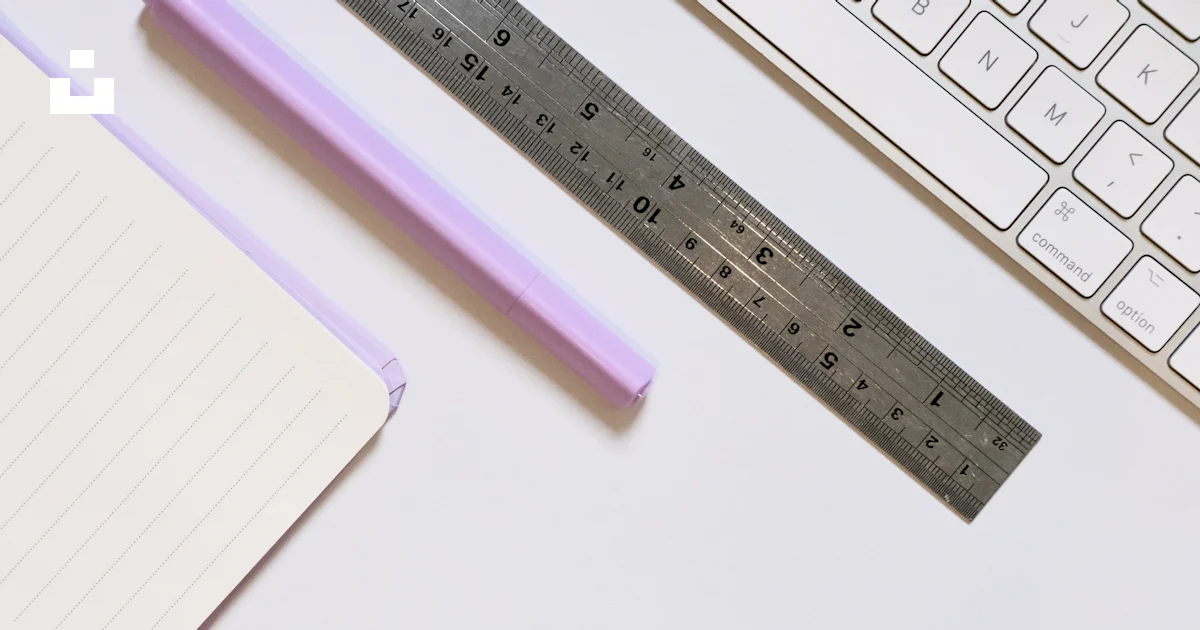 Notebook, ruler, and keyboard on white surface photo – Free Education ...