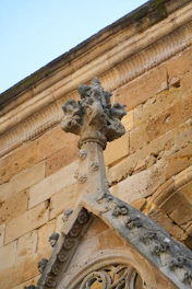 Ornate stone detail on ancient building facade