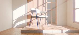 Chair bathed in sunlight near a window