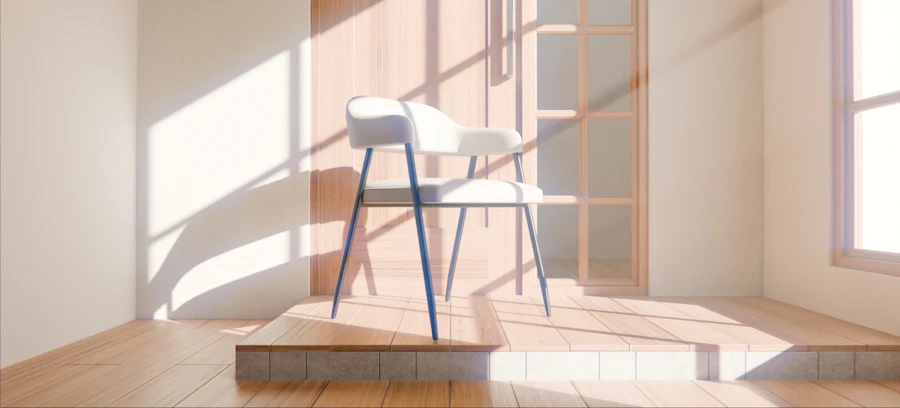 Chair bathed in sunlight near a window