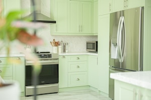 Green cabinet kitchen remodel