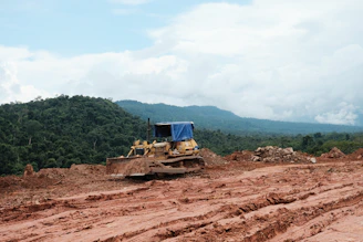 Bulldozer working on a dirt construction site