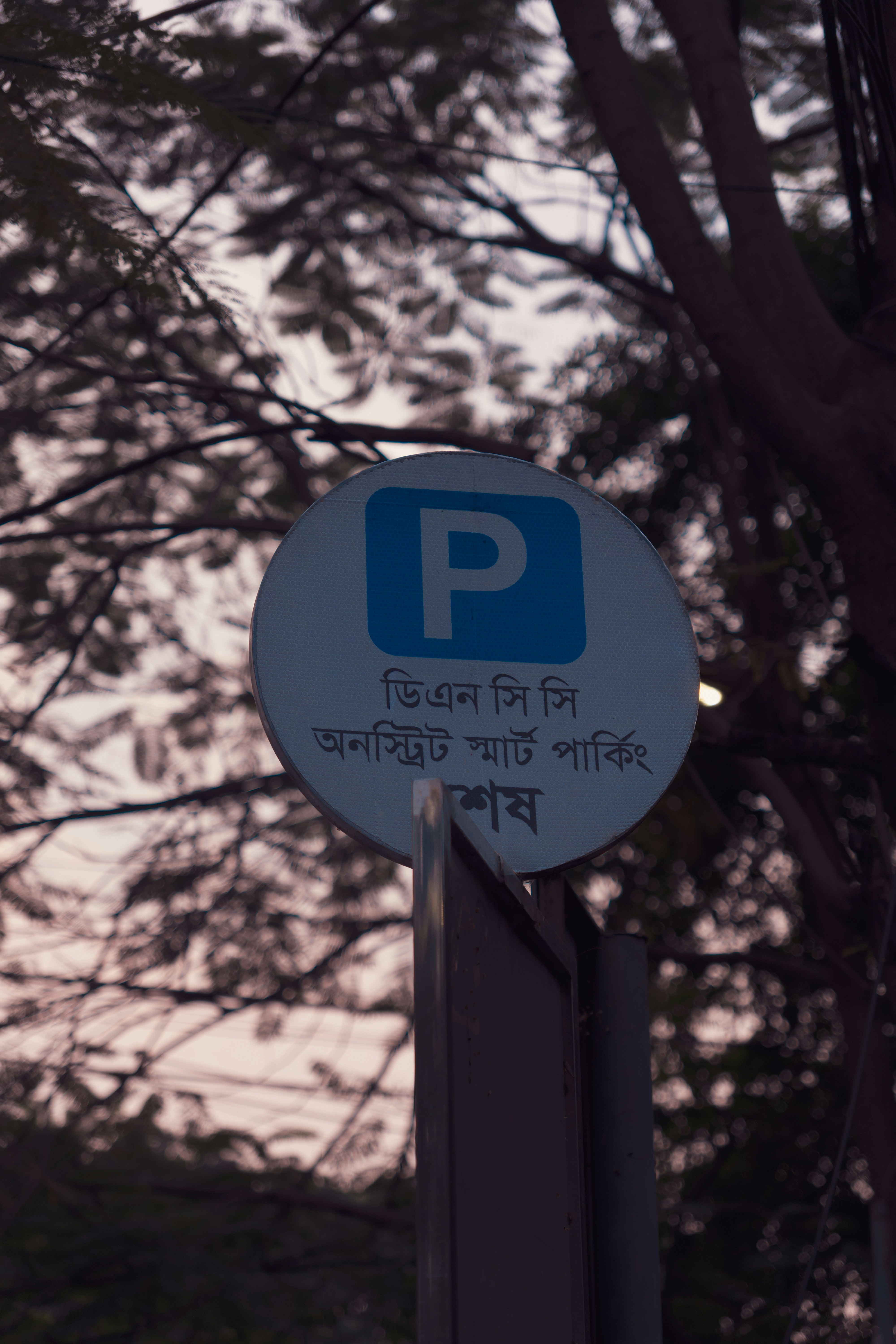 ベンガル語の文字が書かれた駐車看板