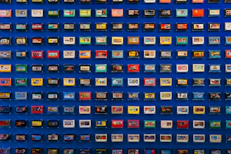 Grid of small colorful vintage trading cards