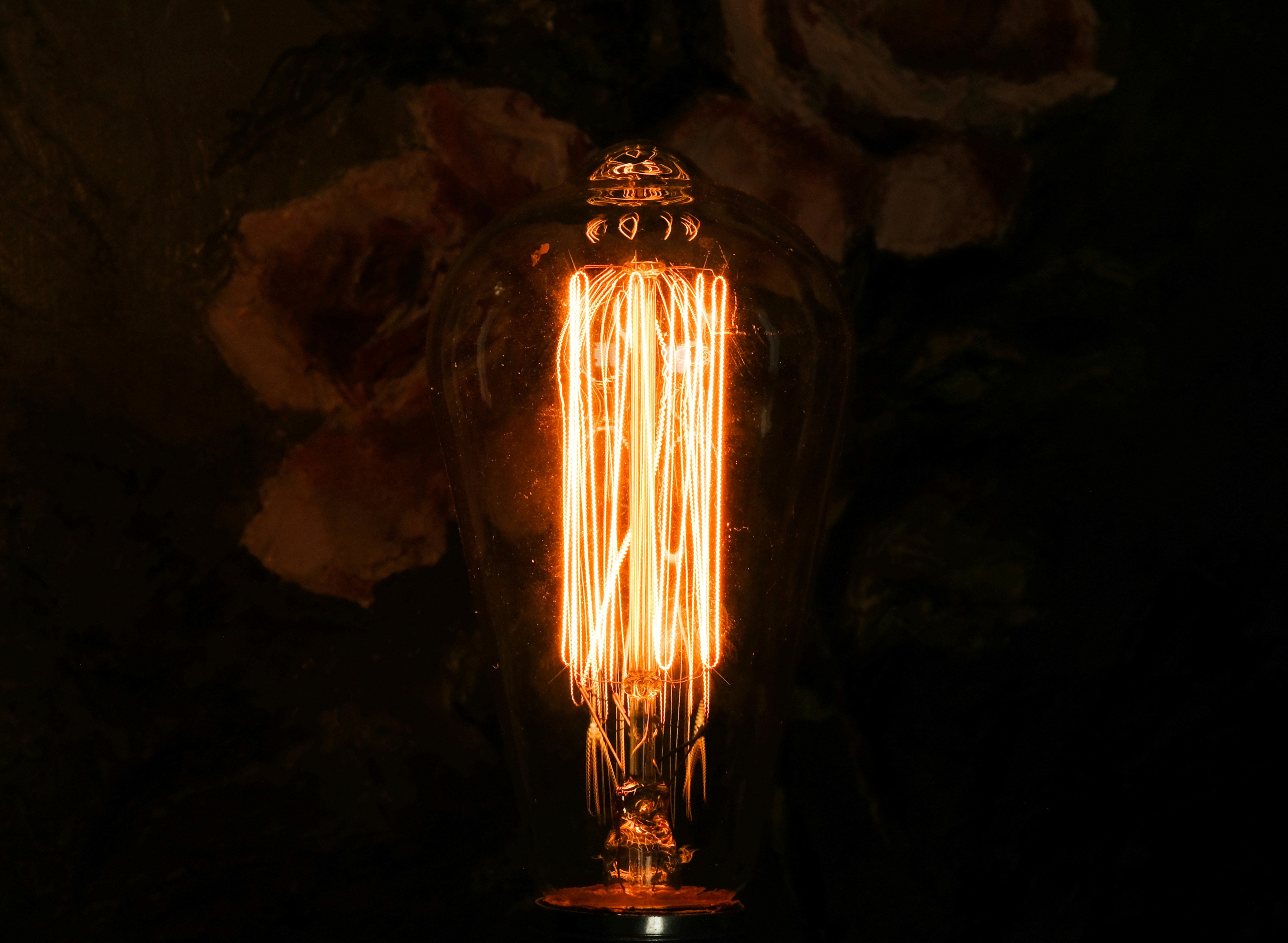 Edison light bulb with glowing filaments