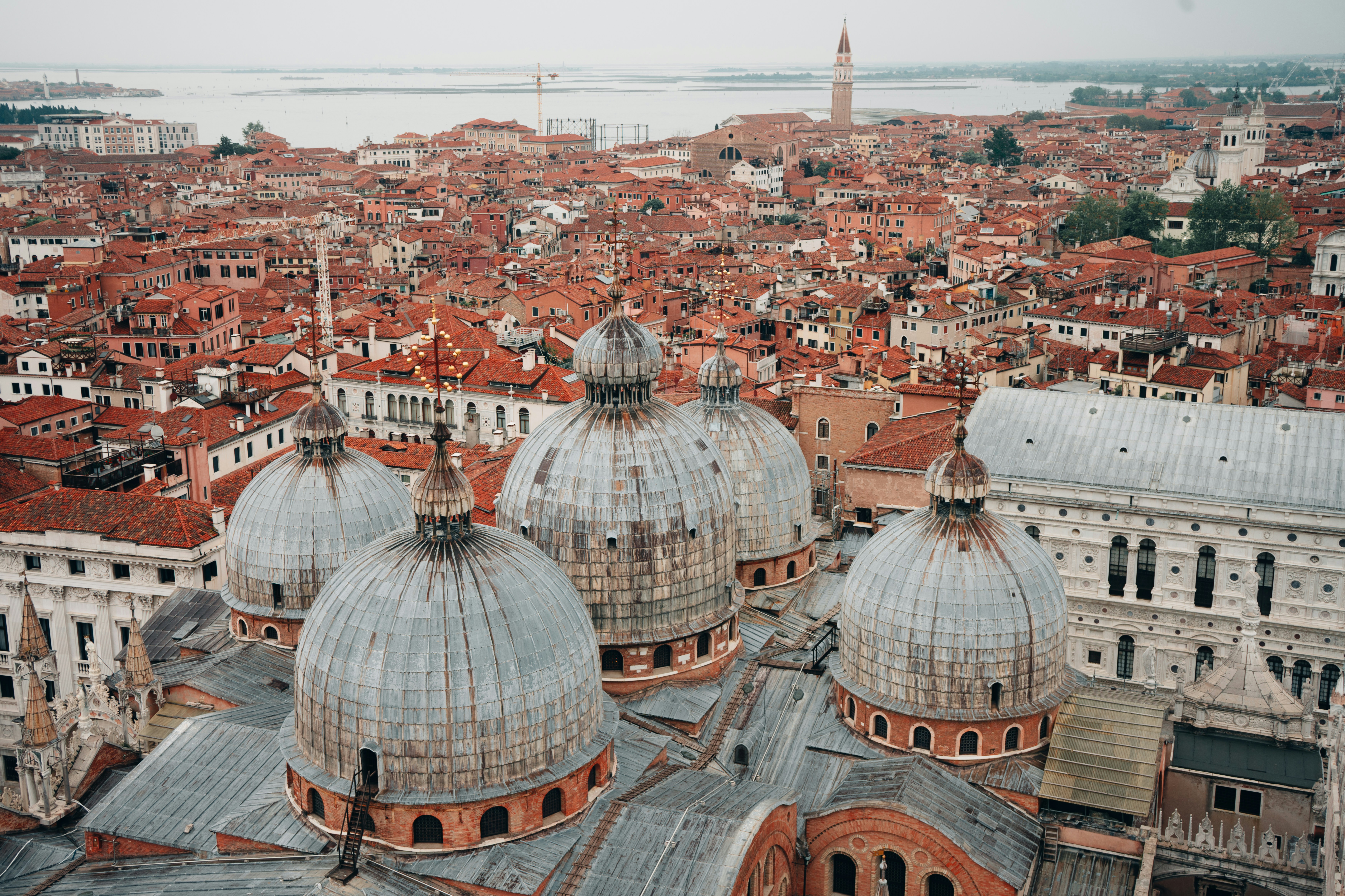 Domes of st. mark's basilica overlooking venice