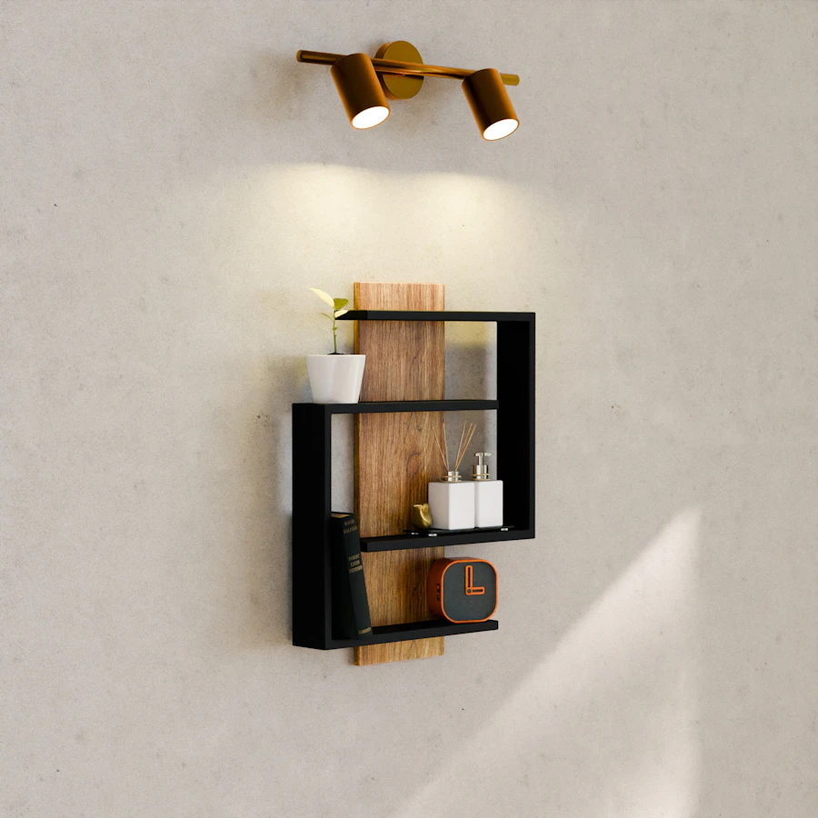 Black metal floating shelf