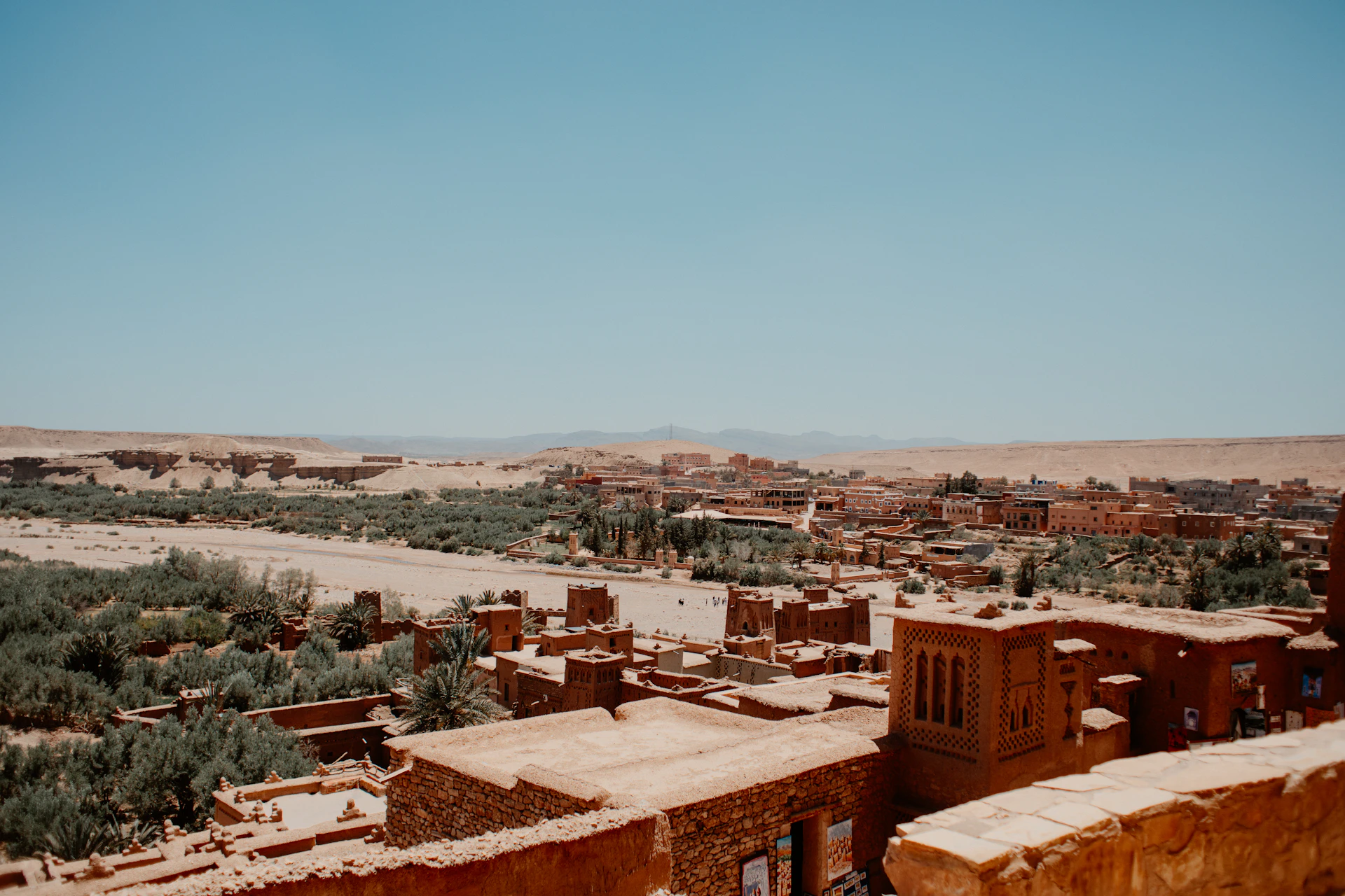Ancient adobe village in a desert oasis