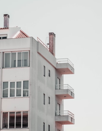 Modern apartment building with balconies against sky