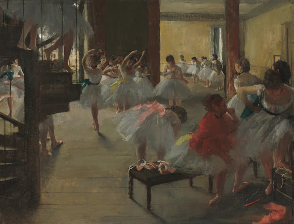 Peinture représentant une classe de danse classique au XIXe siècle
