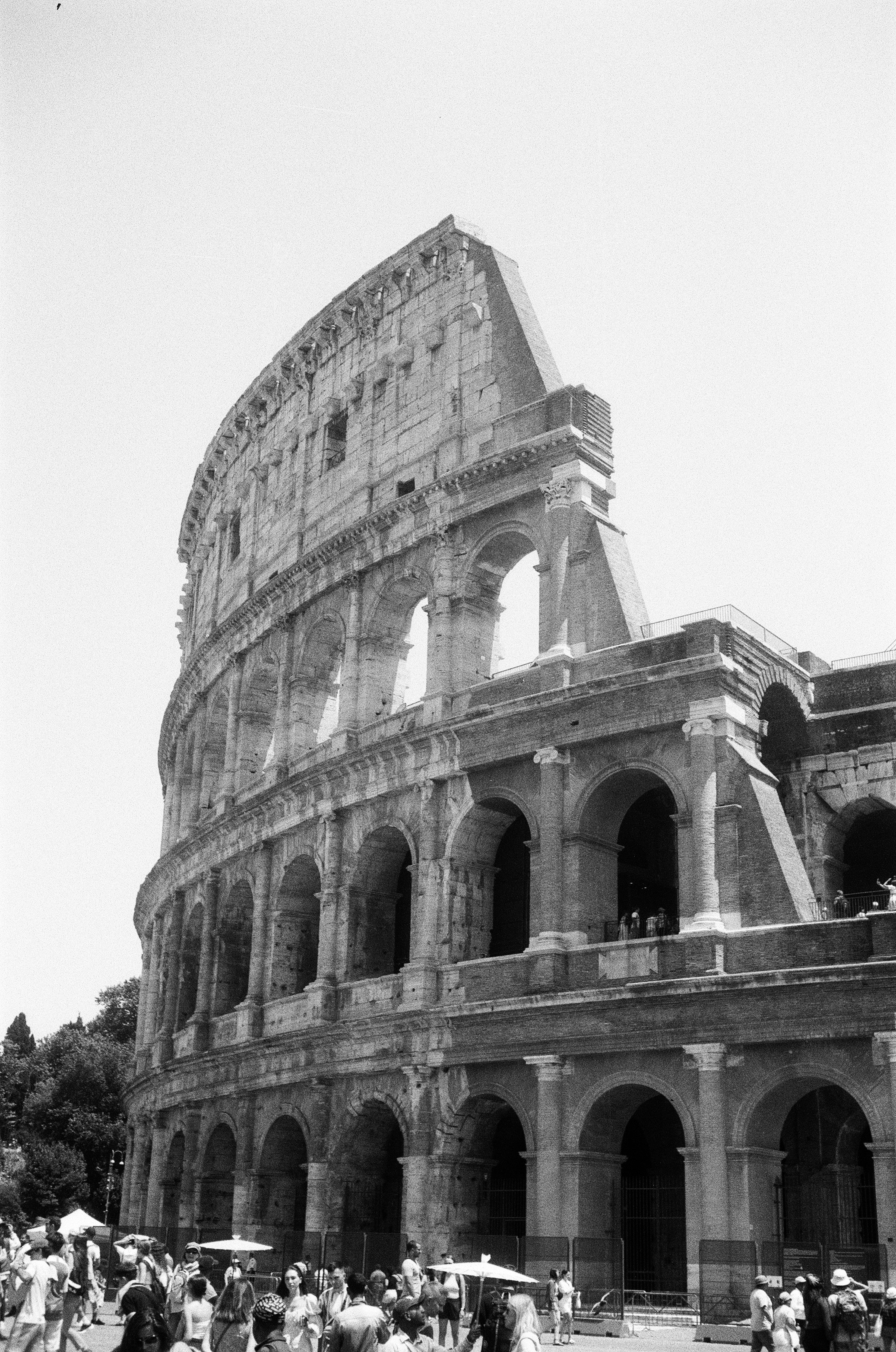 The colosseum in rome under a clear sky