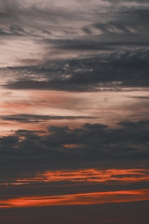 Dramatic sunset clouds with orange and gray hues