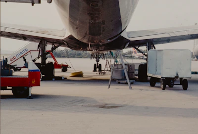 Airplane being serviced on the tarmac