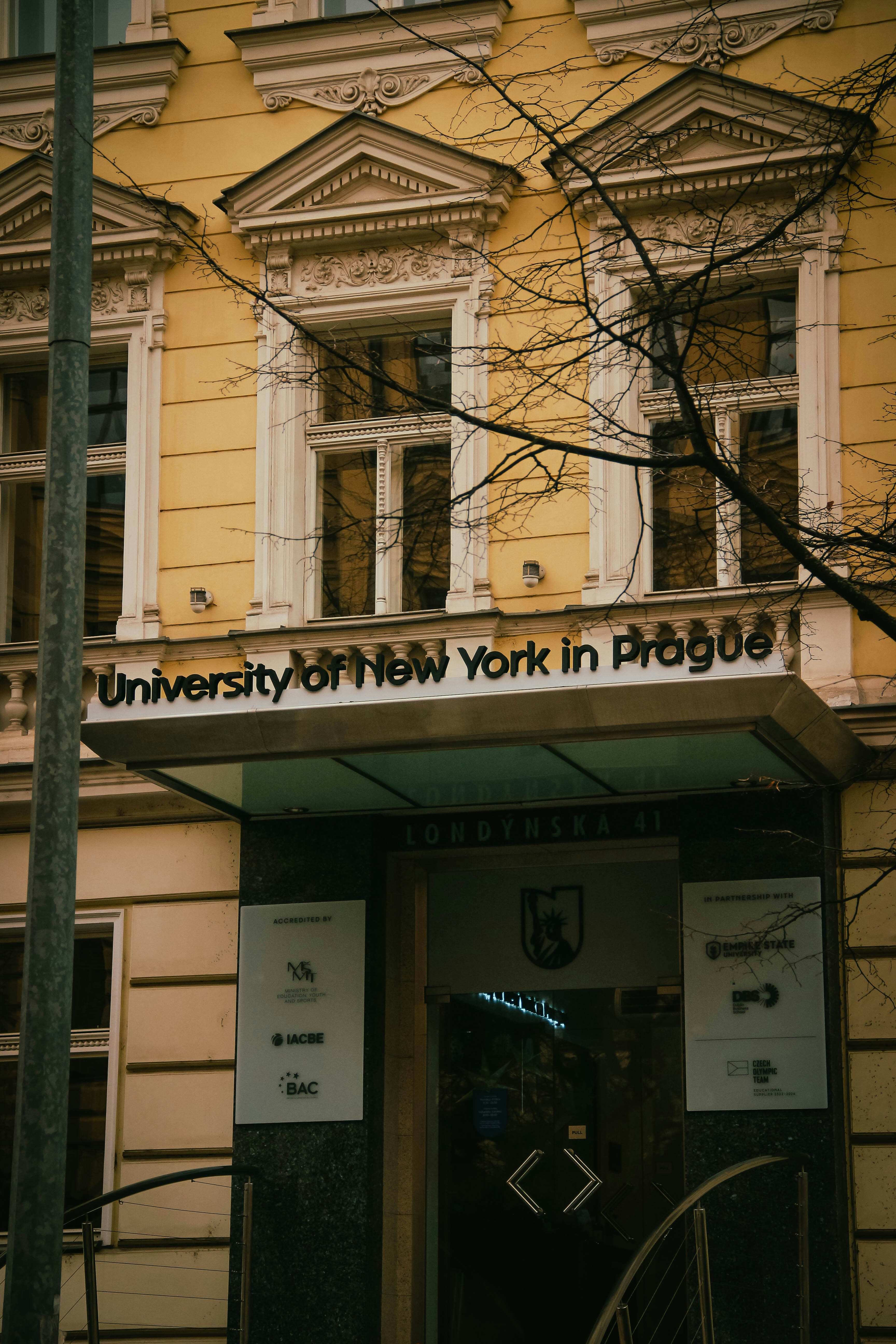 University of new york in prague building entrance