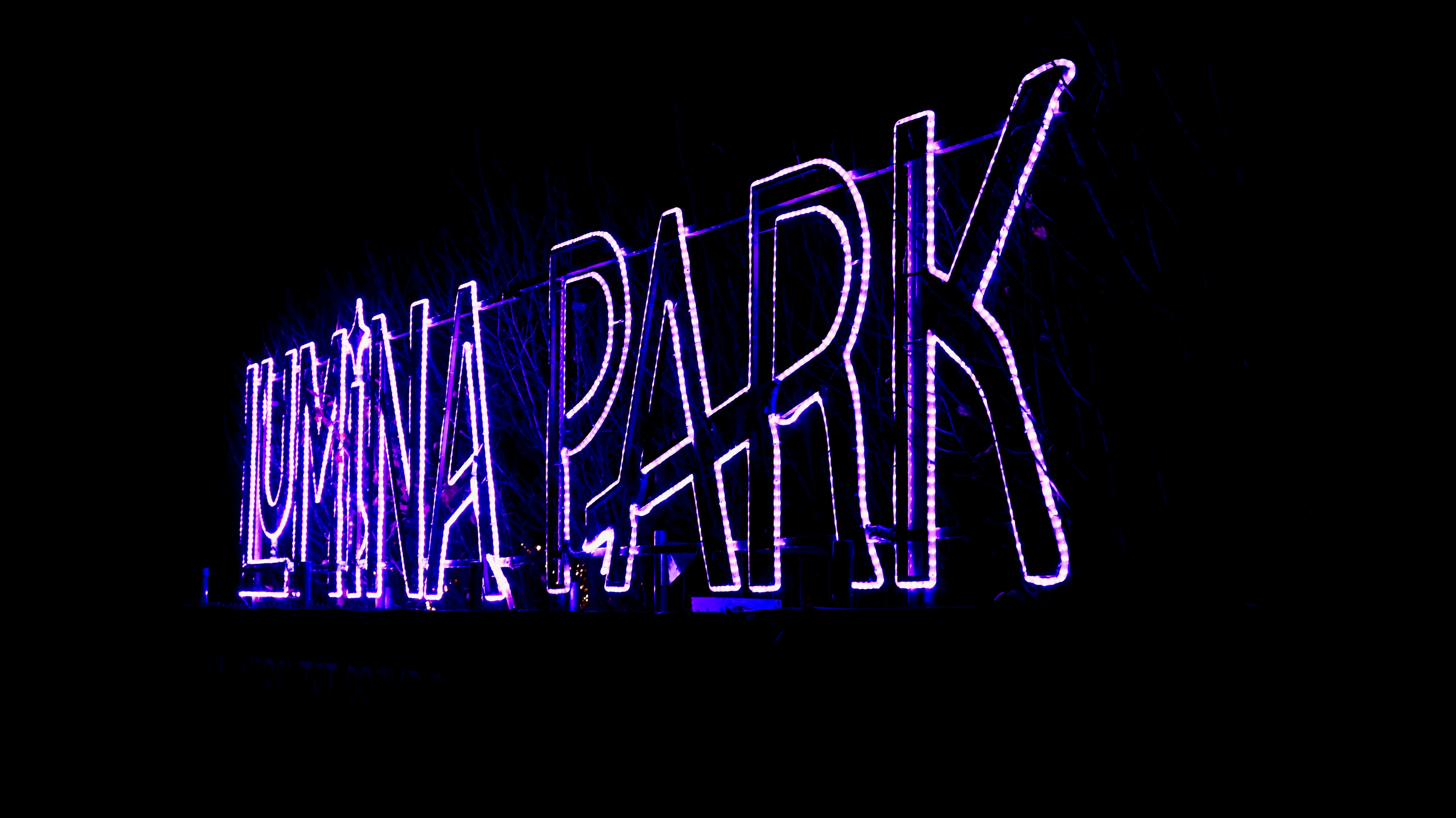 Lumina park neon sign at night