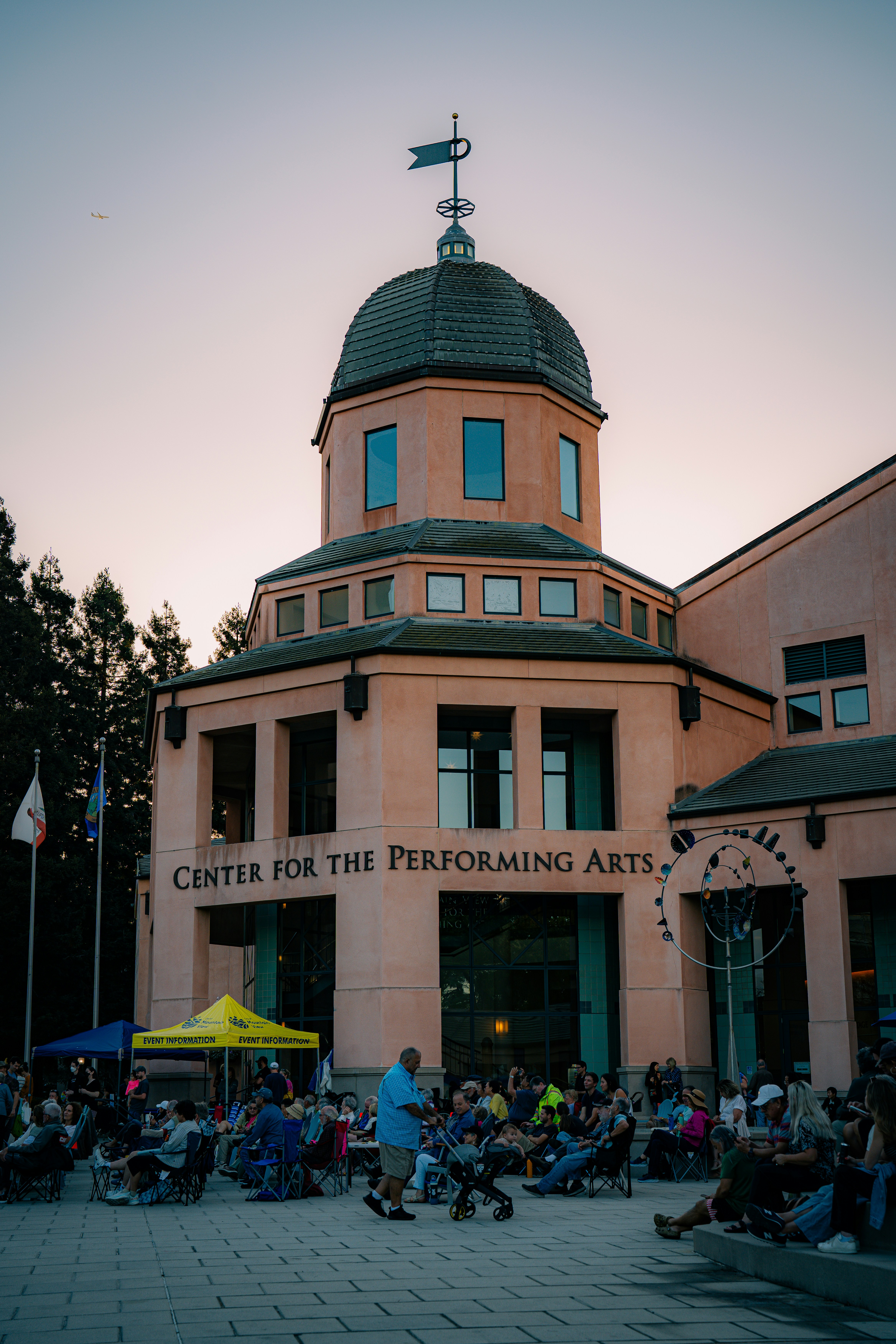 Center for the performing arts building with people outside