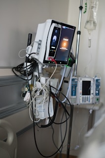 Medical equipment in a hospital room