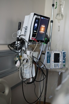 Medical equipment in a hospital room