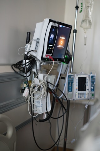 Medical equipment in a hospital room