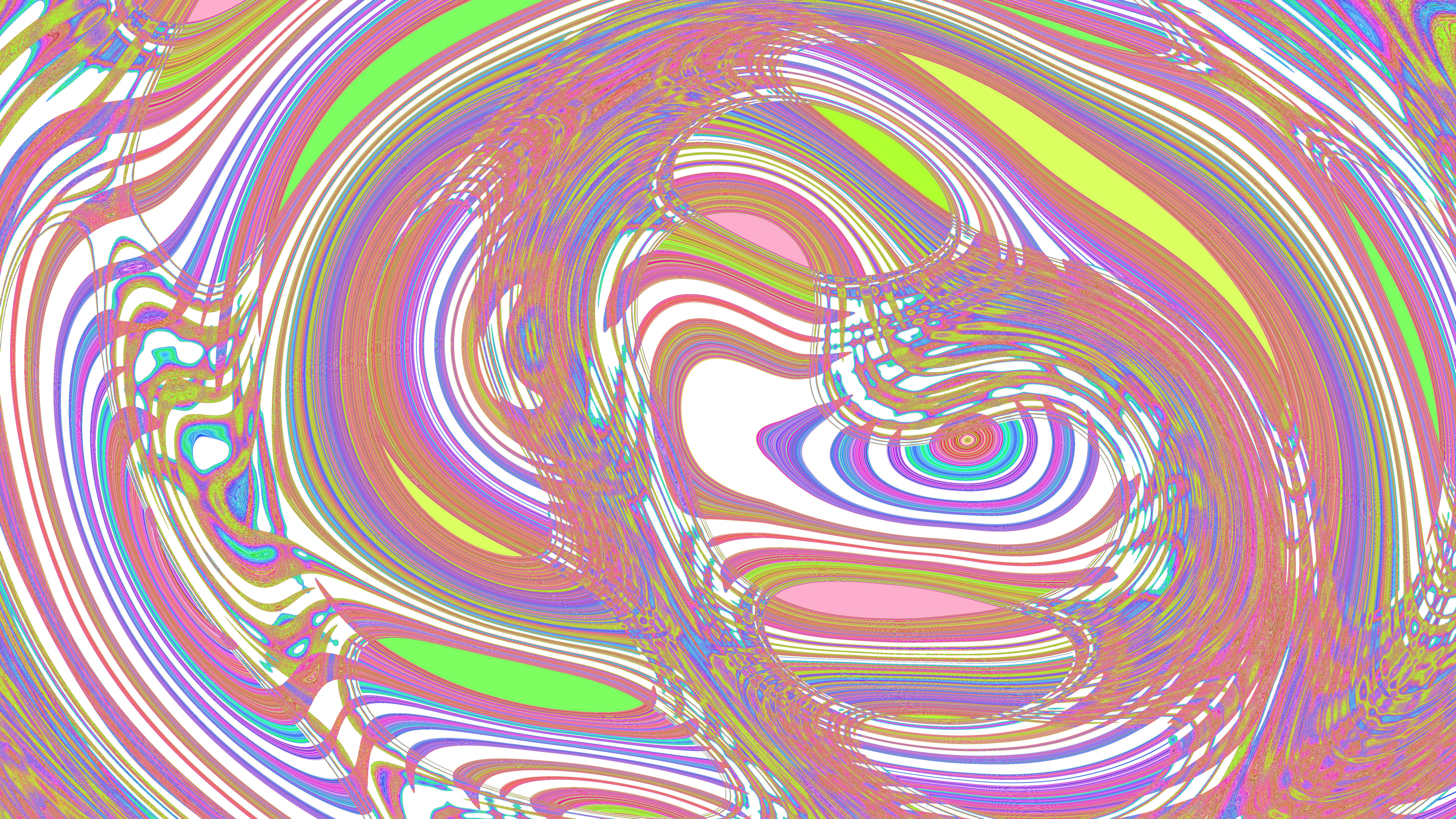 Abstract swirling pastel colors with a psychedelic pattern.