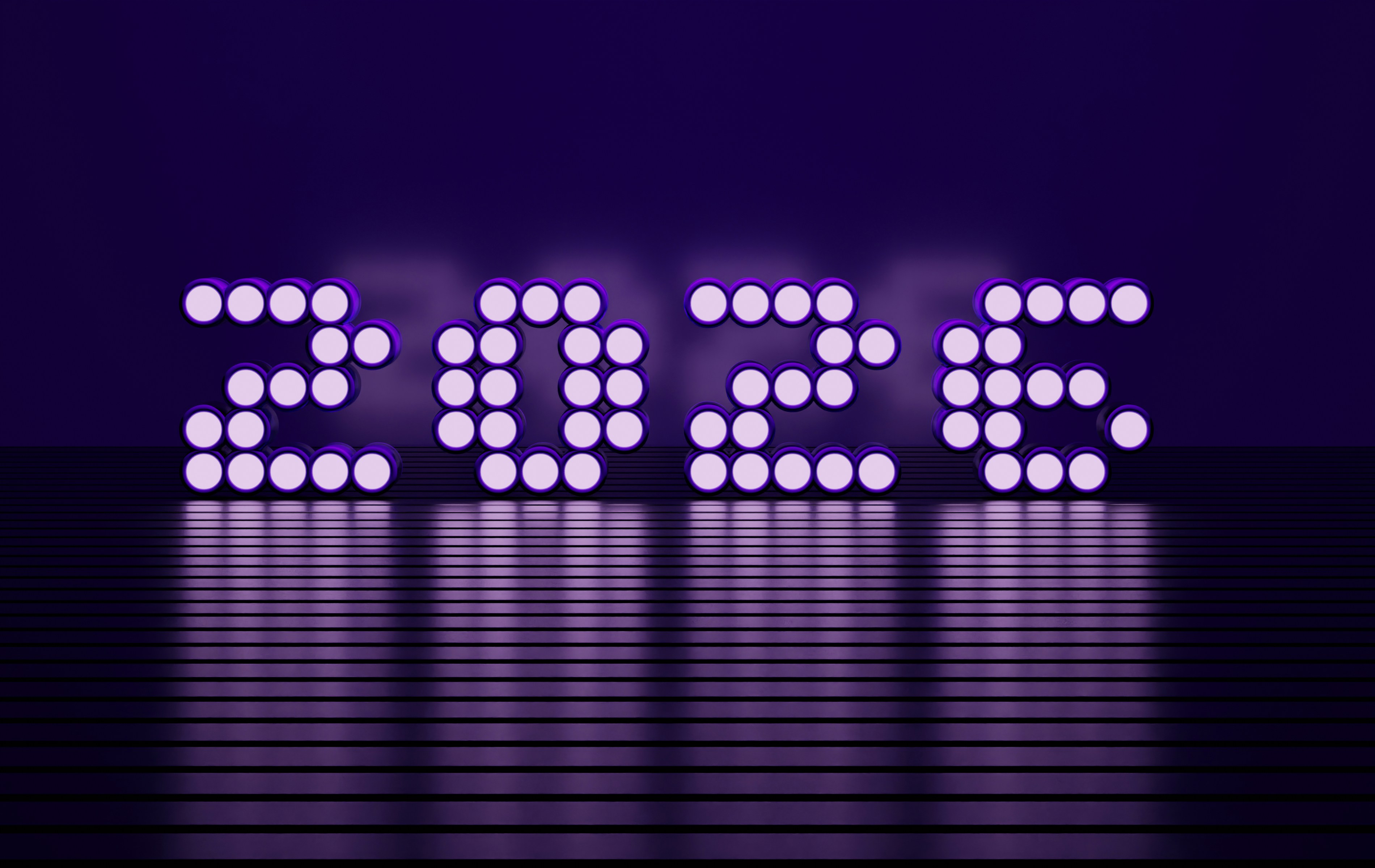 Digital numbers 2025 illuminated in purple light. photo – Free Dark ...