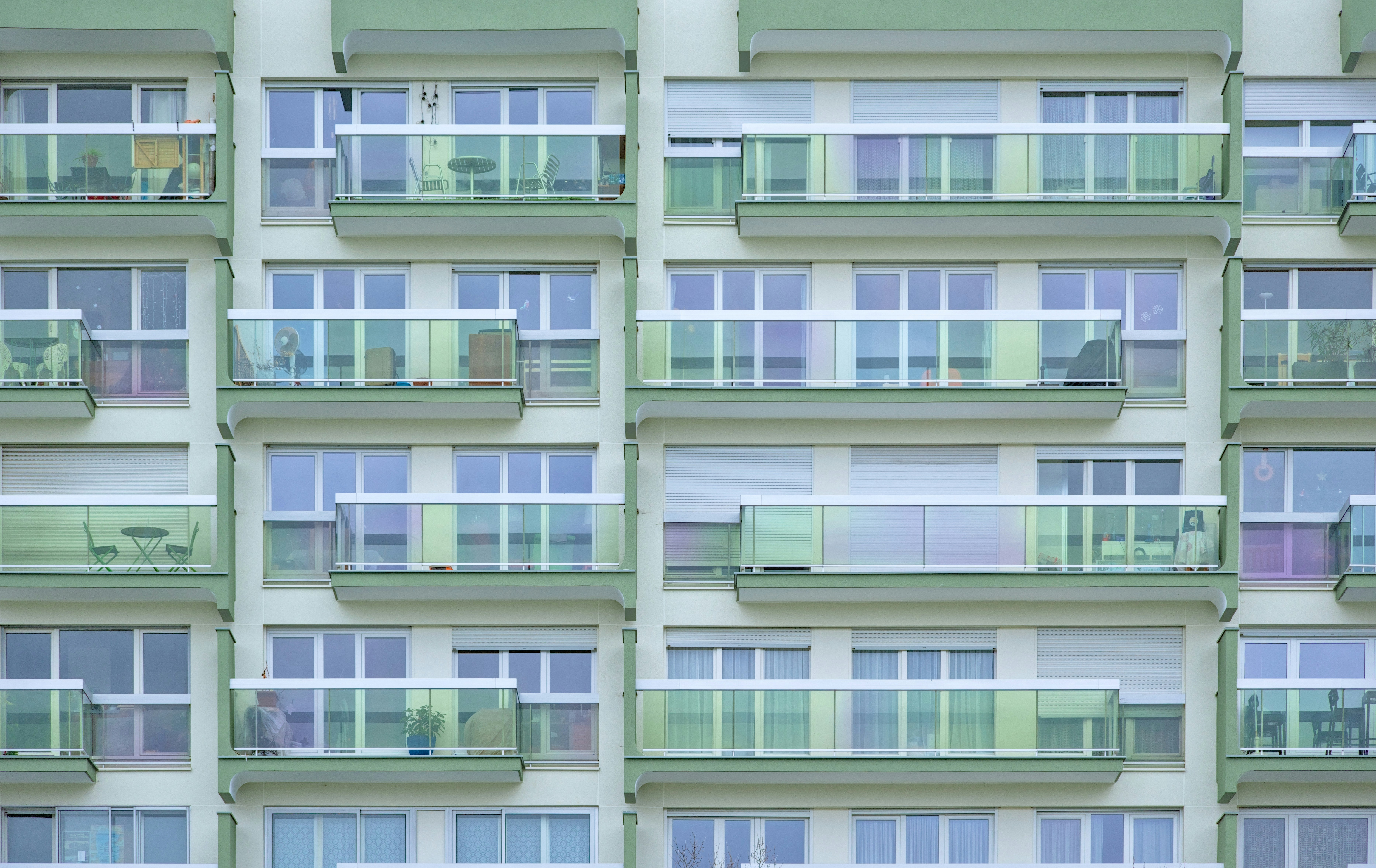 Modern apartment building with many balconies