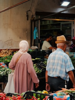 People shopping at a vibrant outdoor market