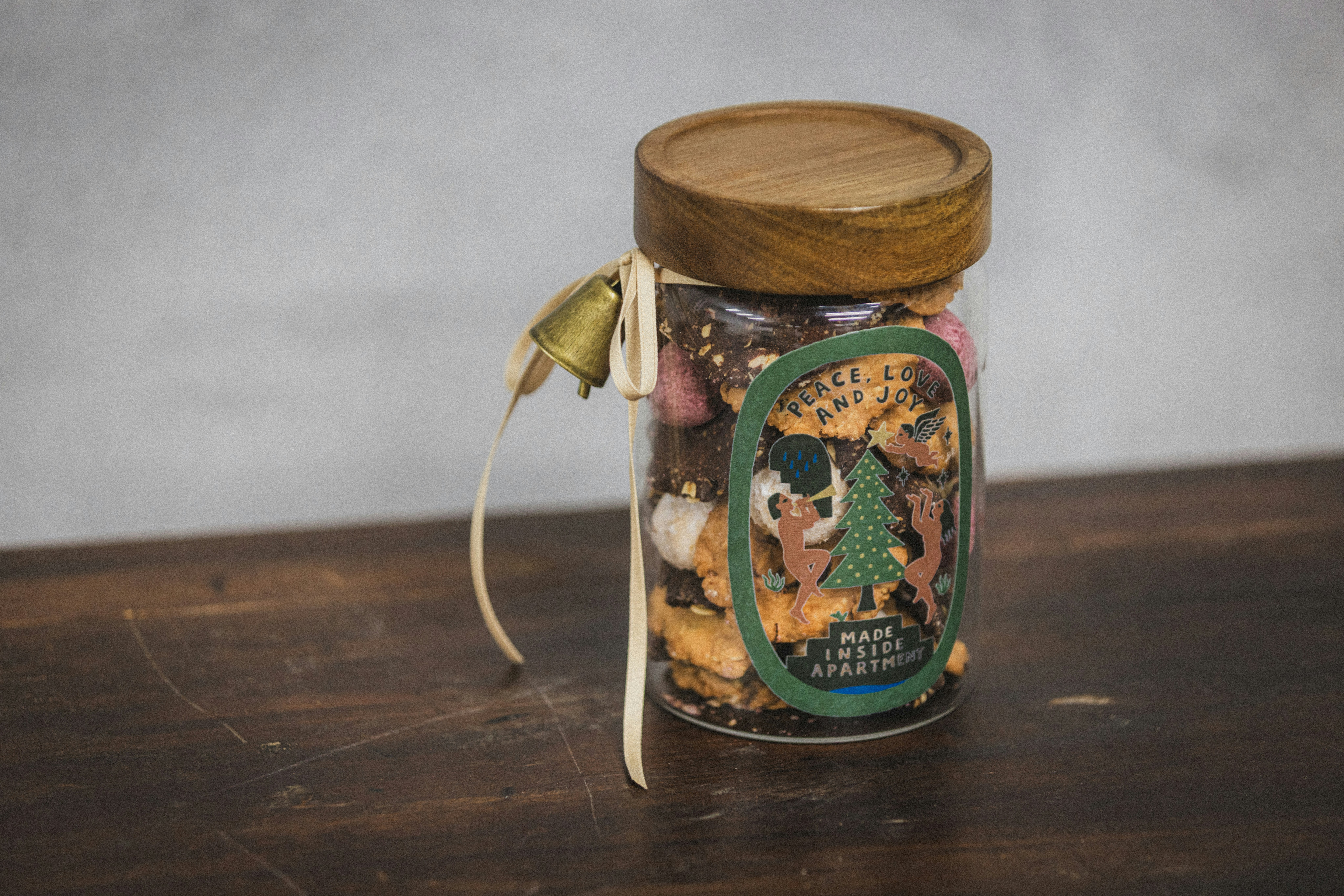 Jar filled with cookies and marshmallows