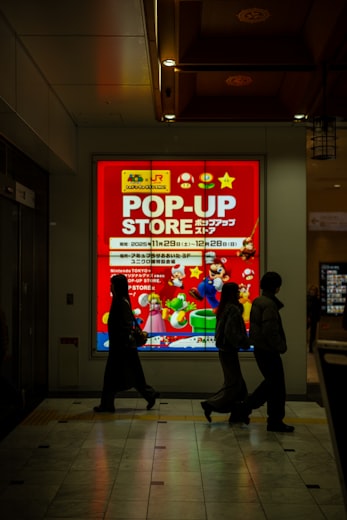 Bright LED advertising display at retail storefront