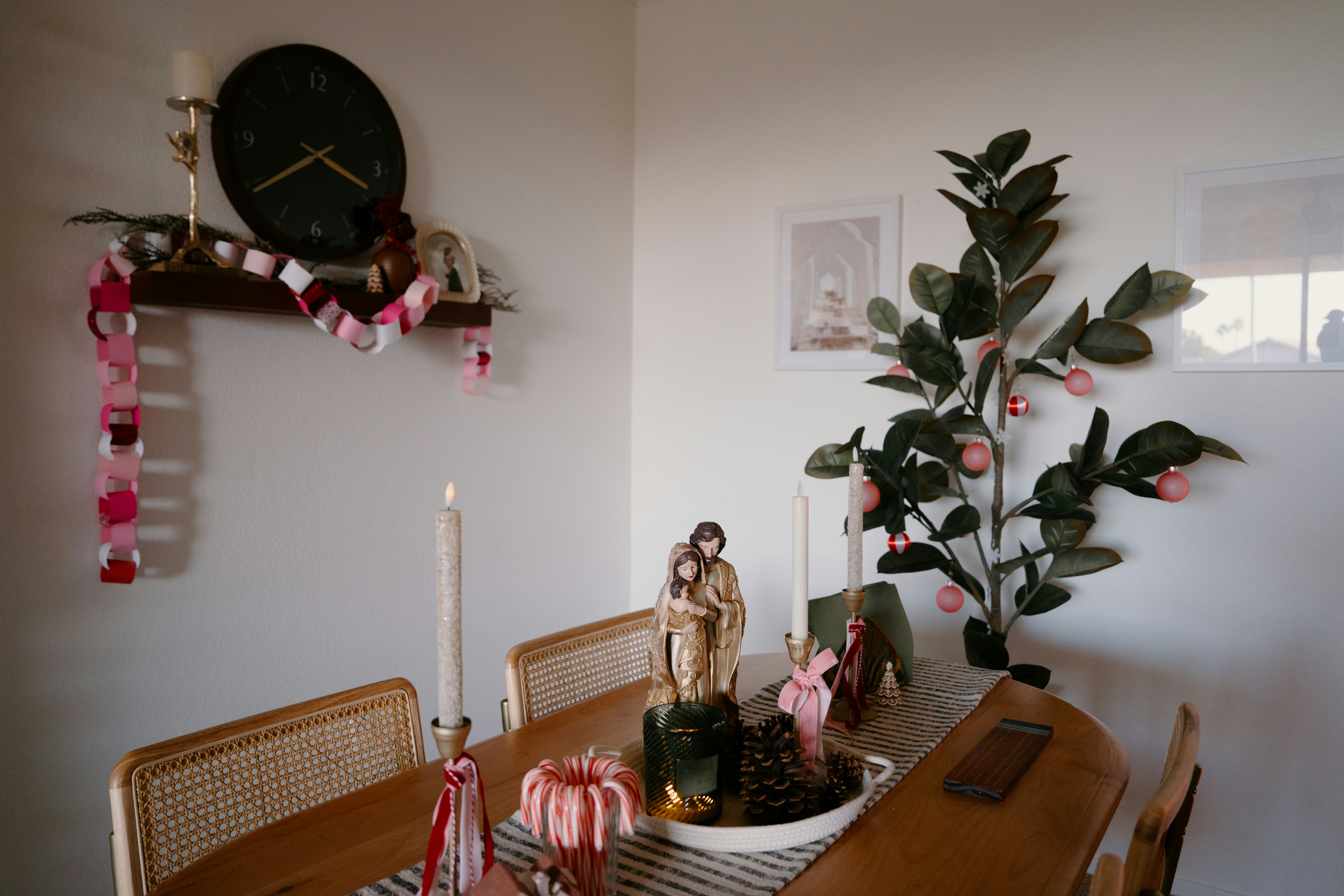 Holiday decorated dining table