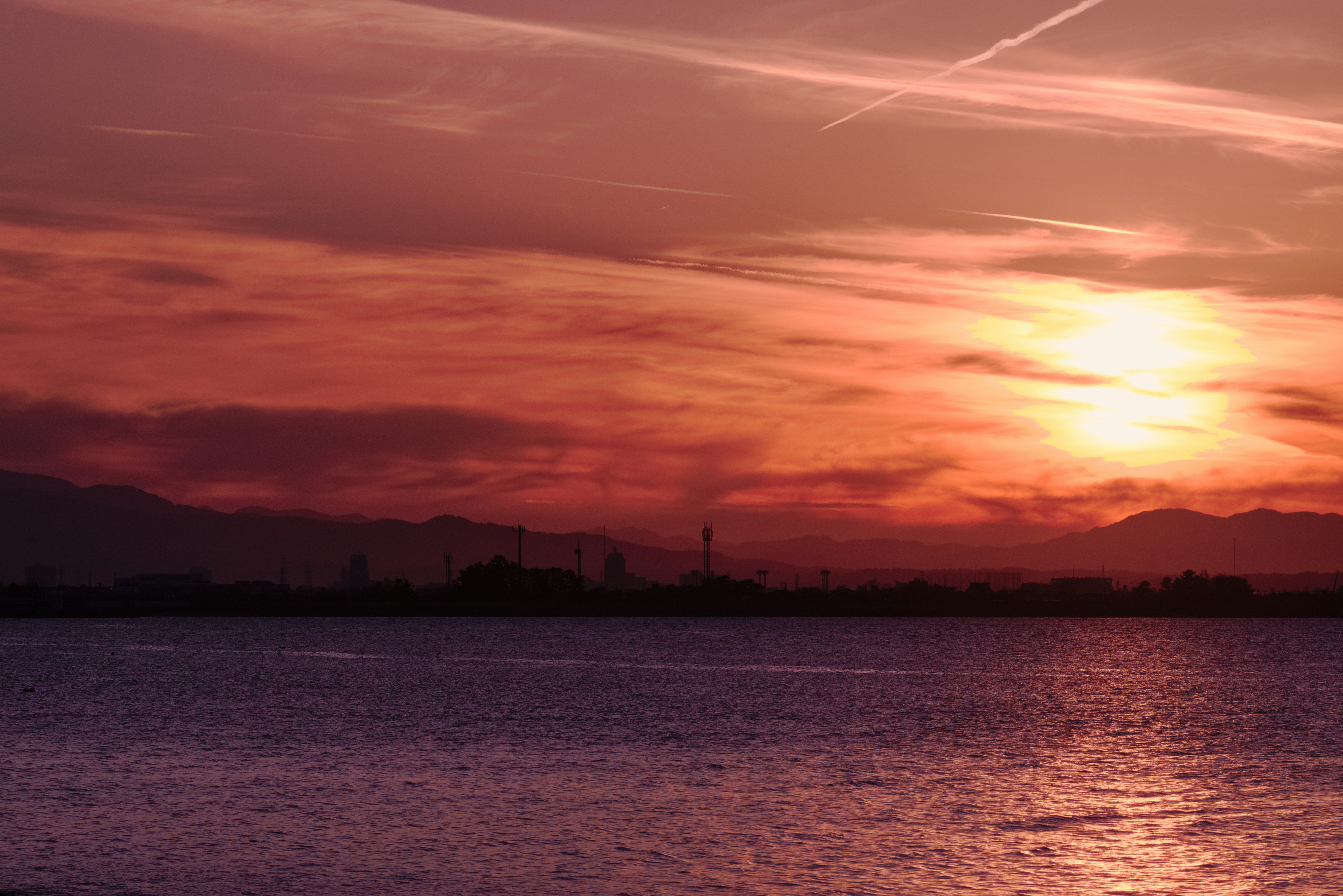 Sunset over a calm ocean