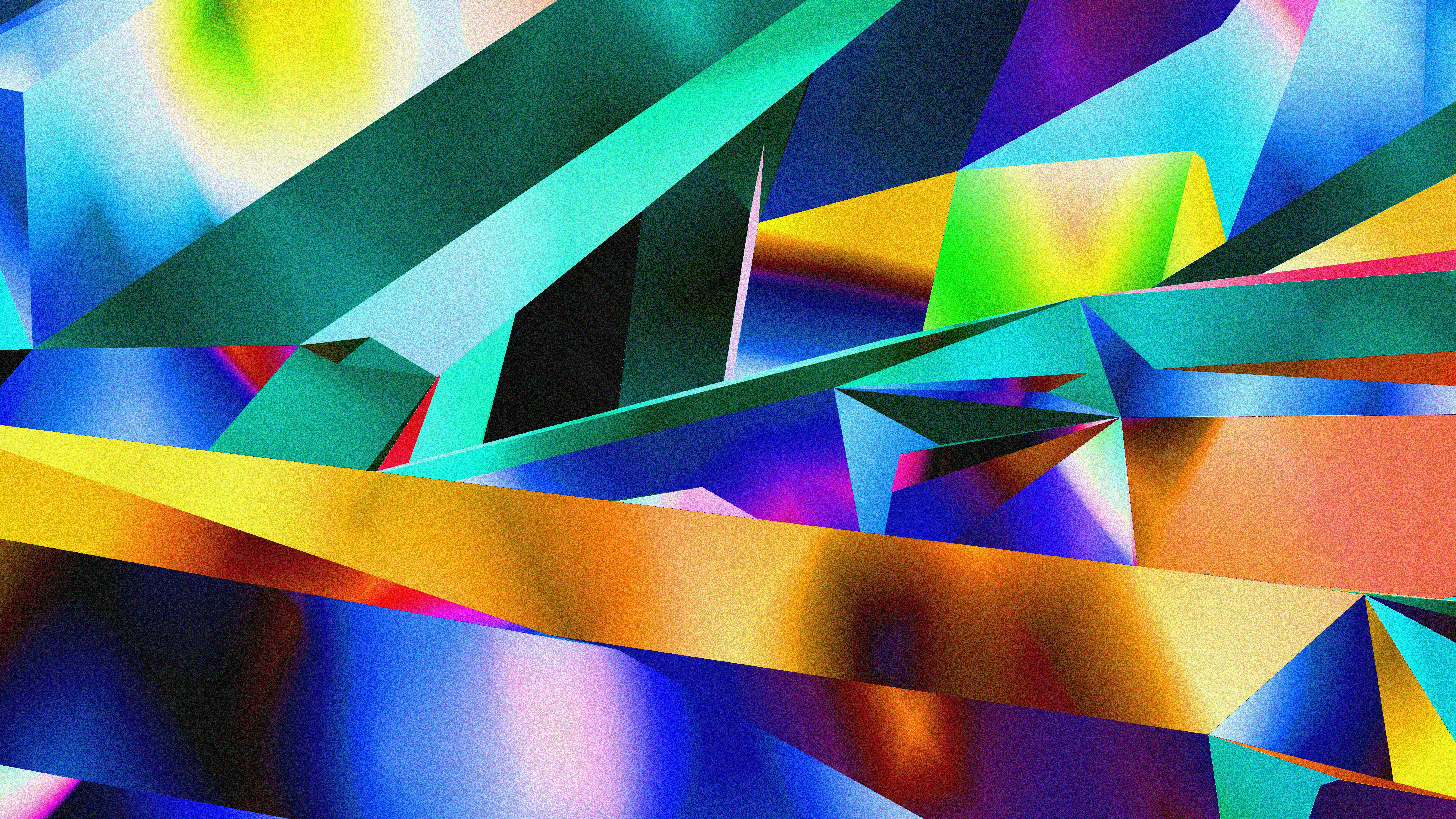 Abstract geometric shapes with vibrant metallic colors