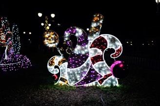 Christmas candy cane lights decoration at night