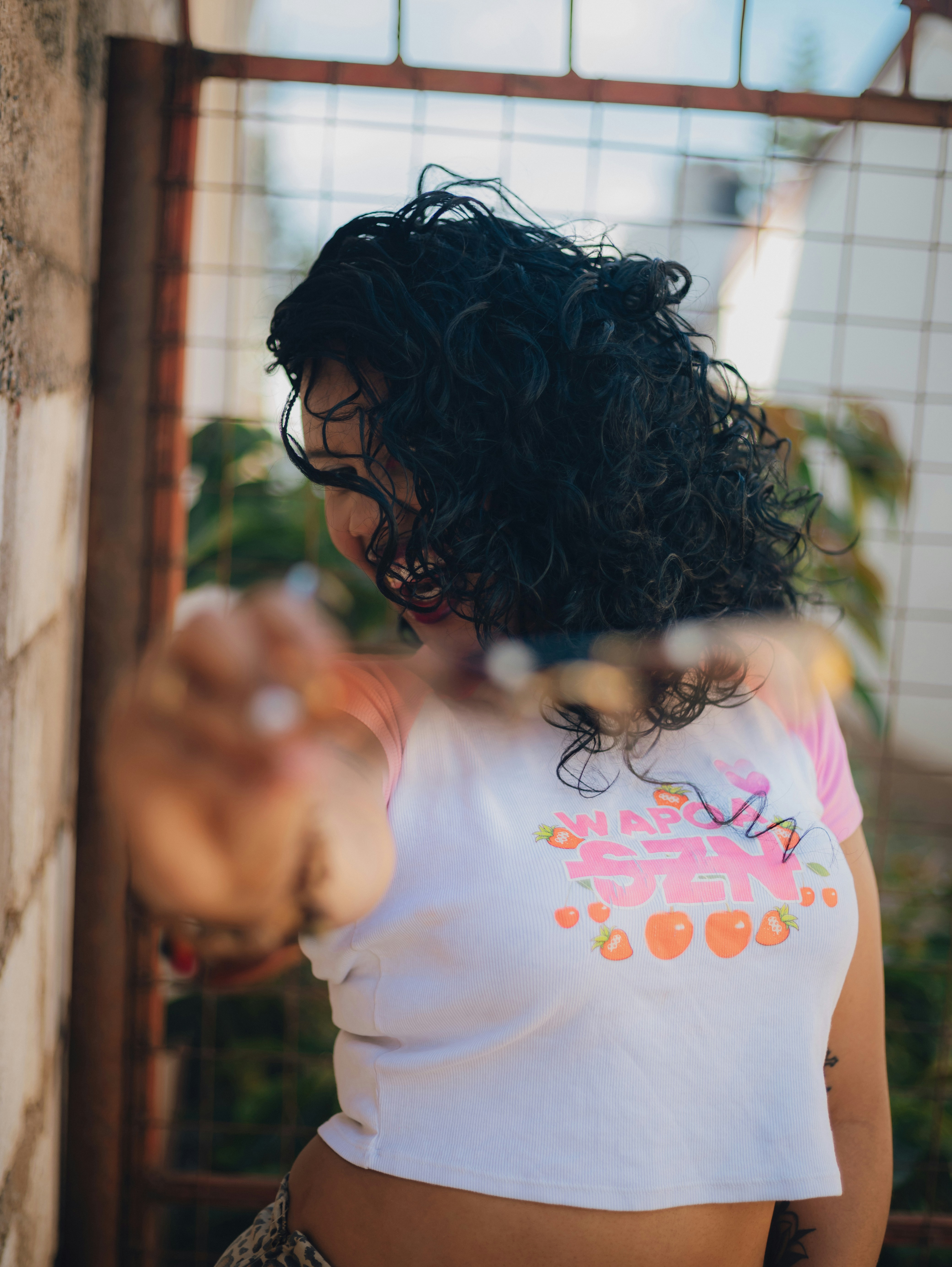 Chemise rose et blanc Mango