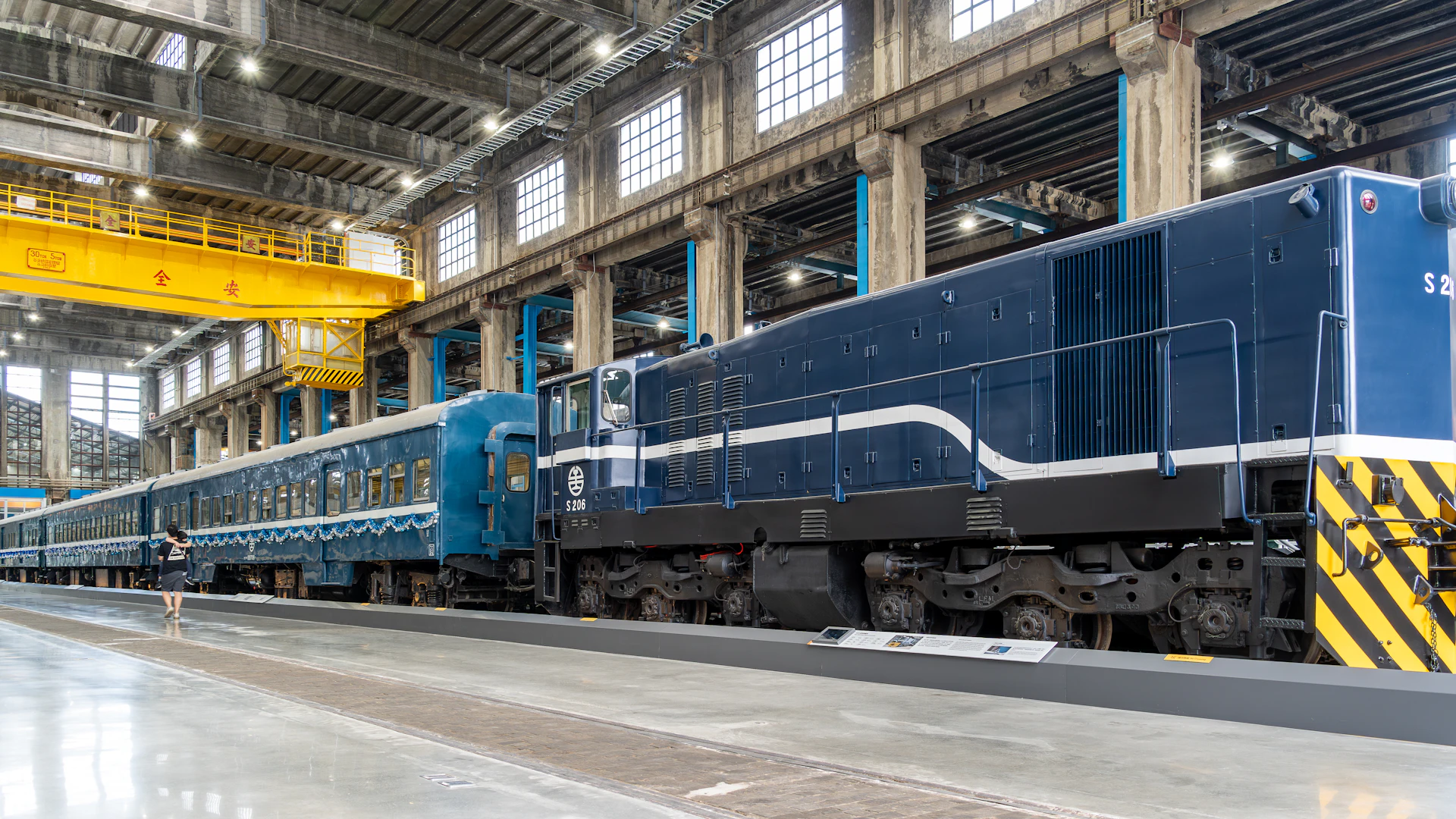 Locomotive in a maintenance hall