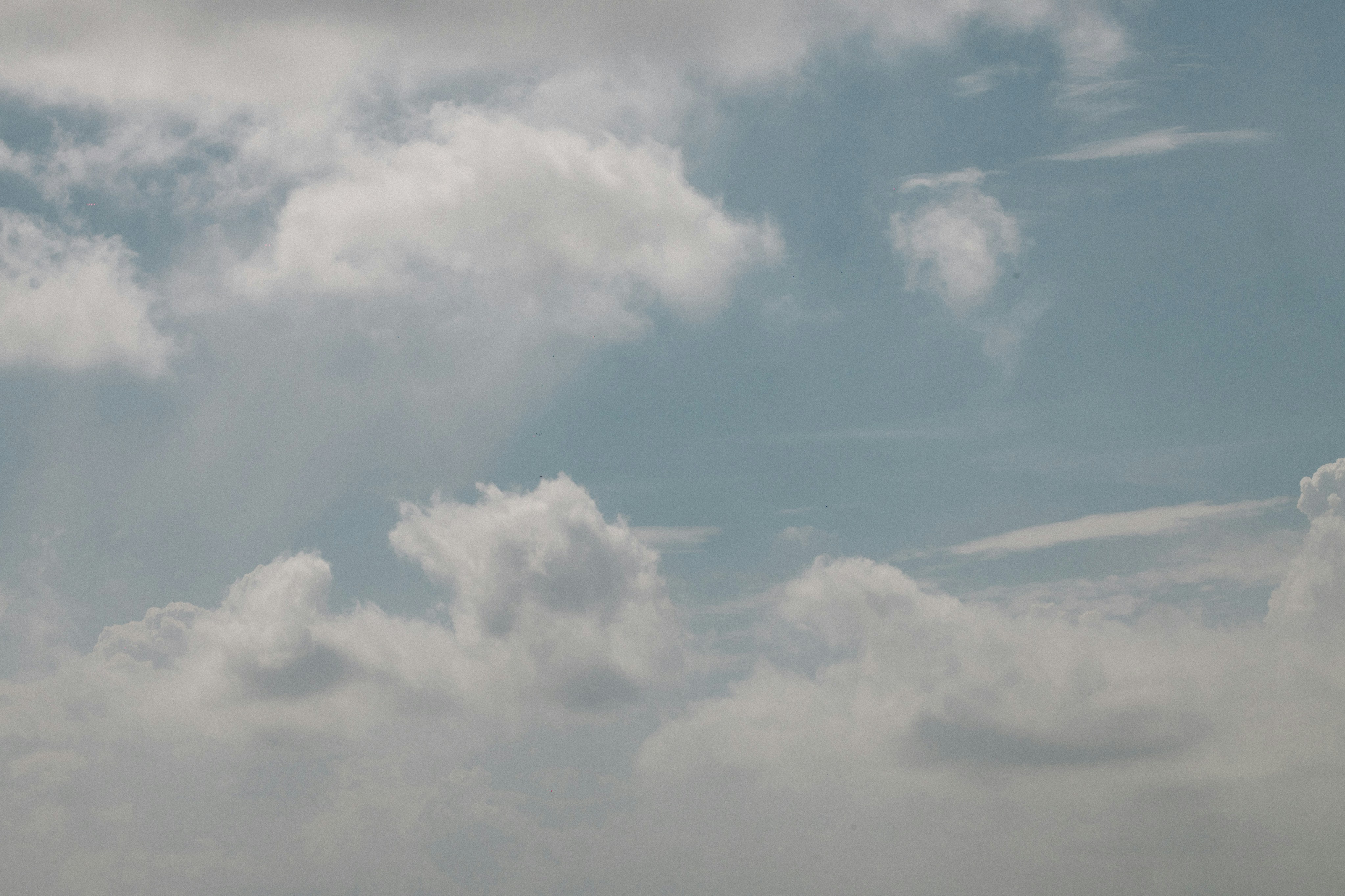 ふわふわした白い雲が淡い青空を漂っている。