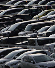 Rows of parked cars in a lot