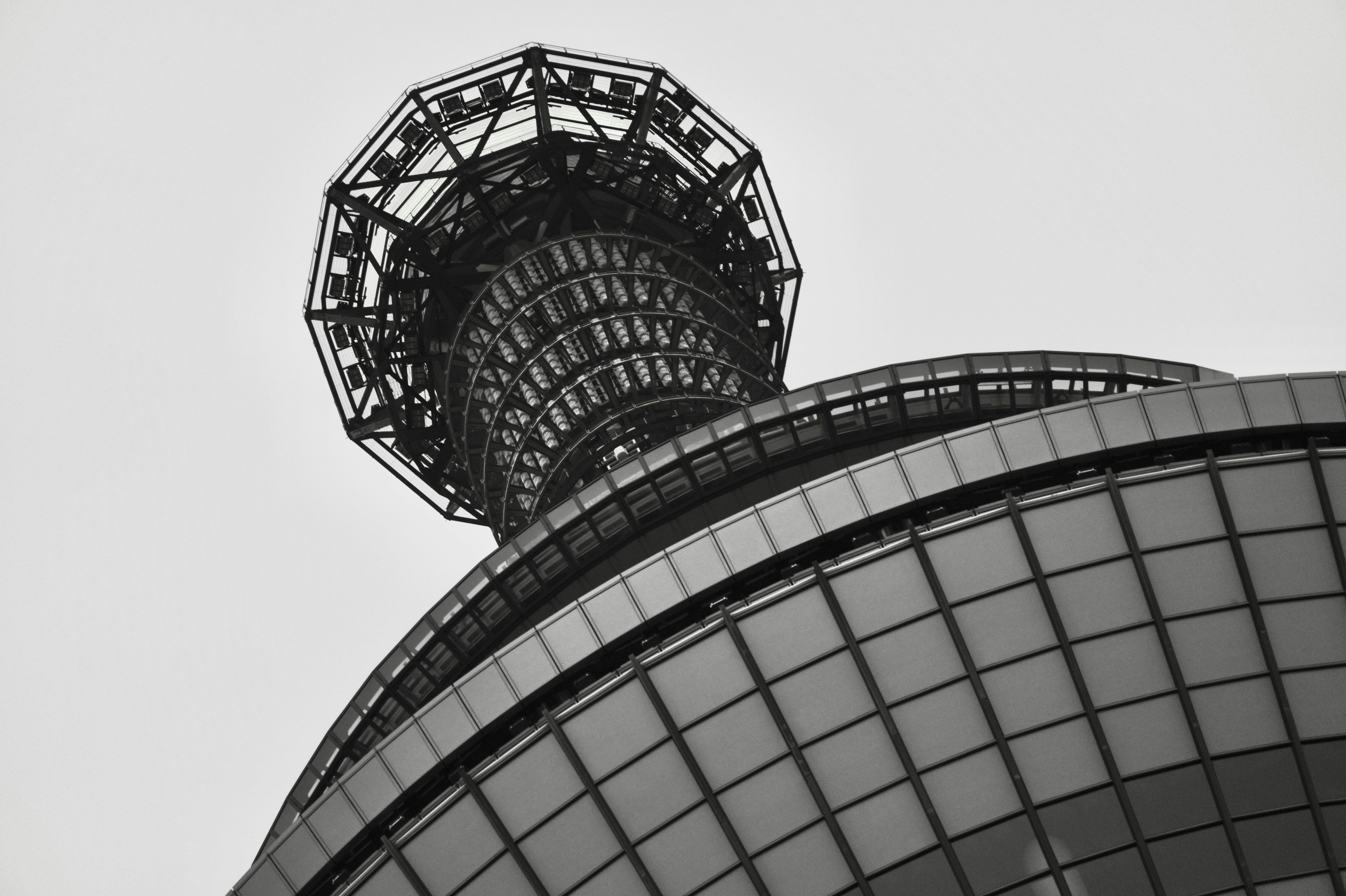Low angle view of a modern tower structure