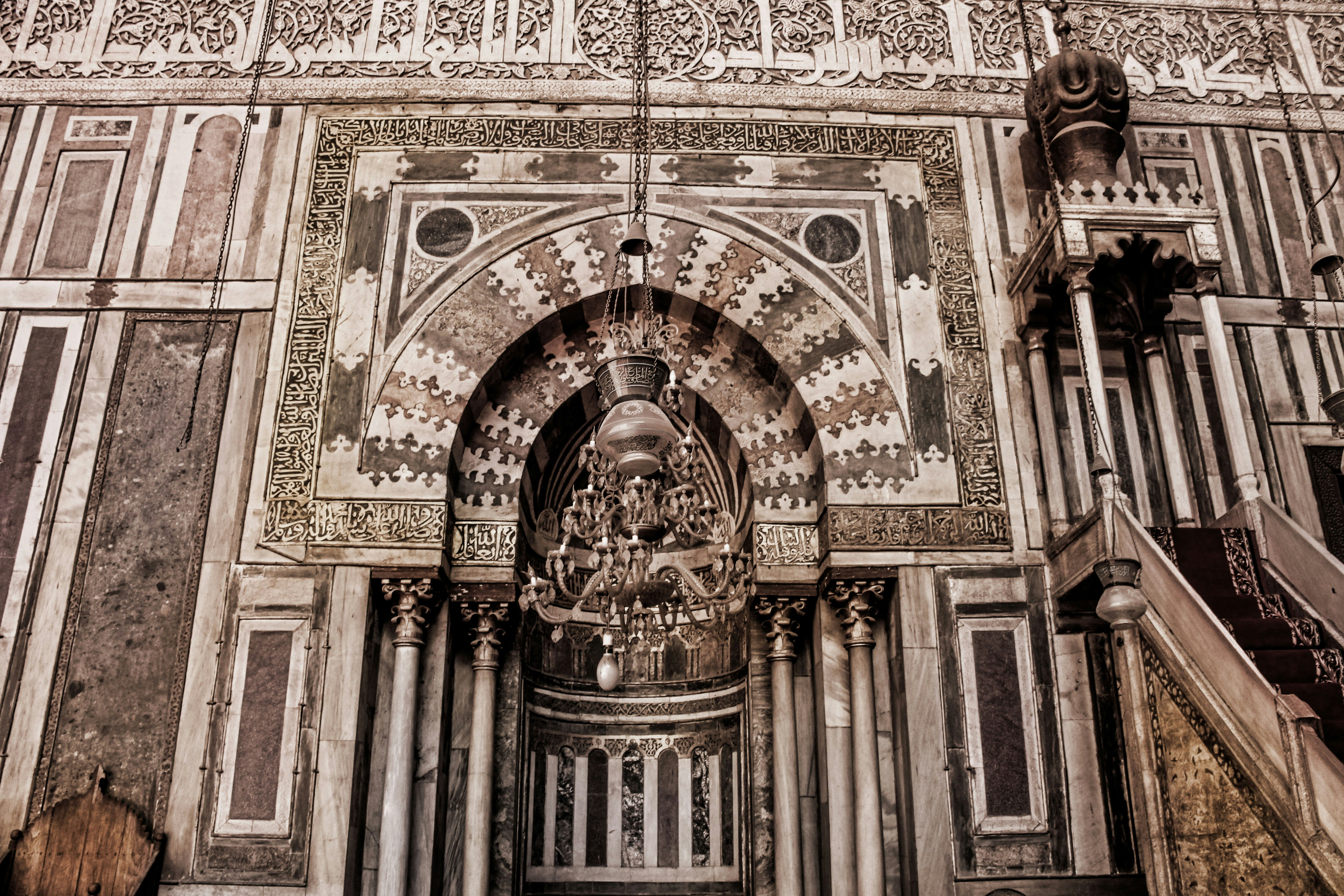 Intricate islamic architectural details with ornate carvings.
