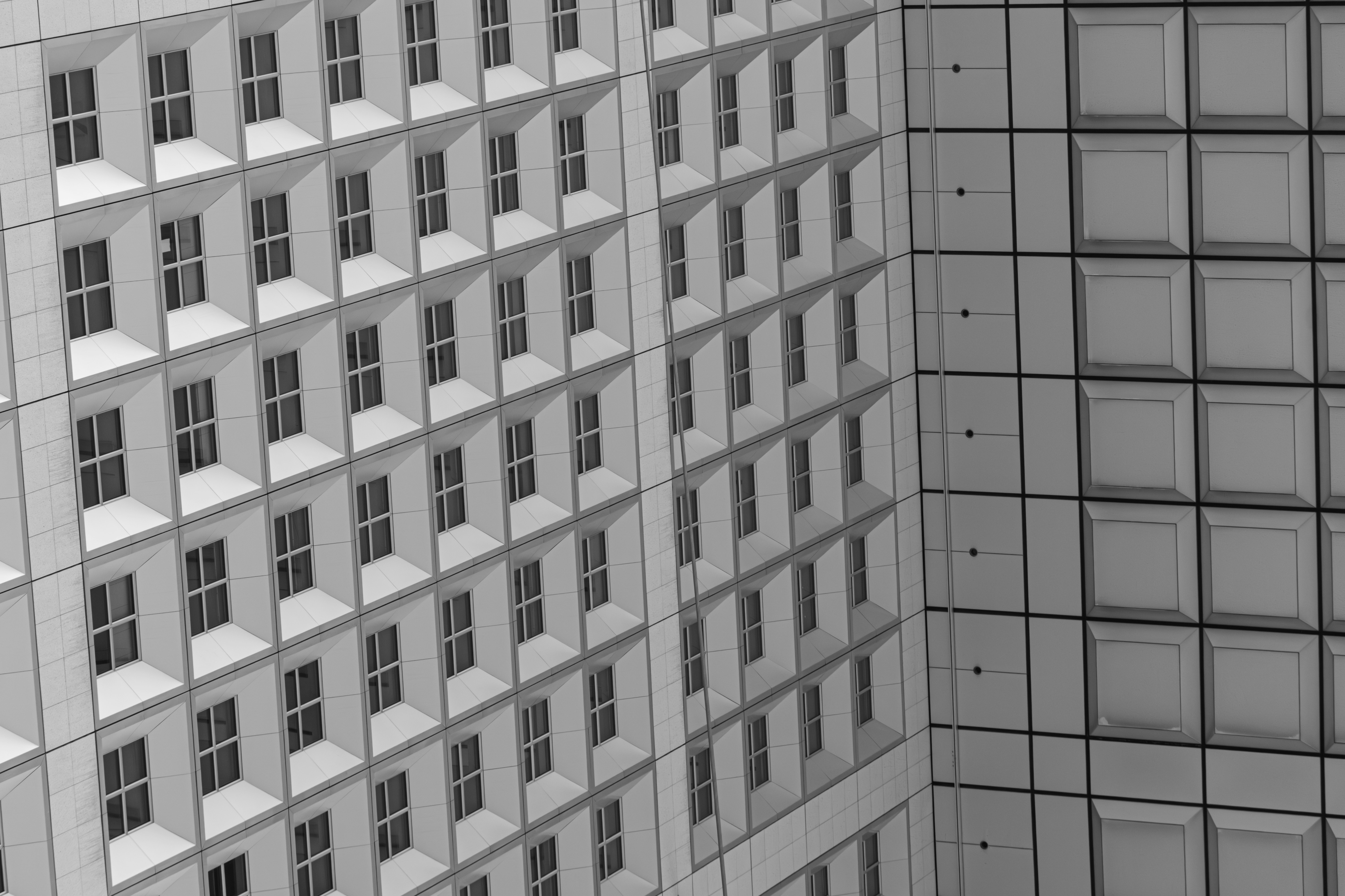 Modern building facade with repeating windows