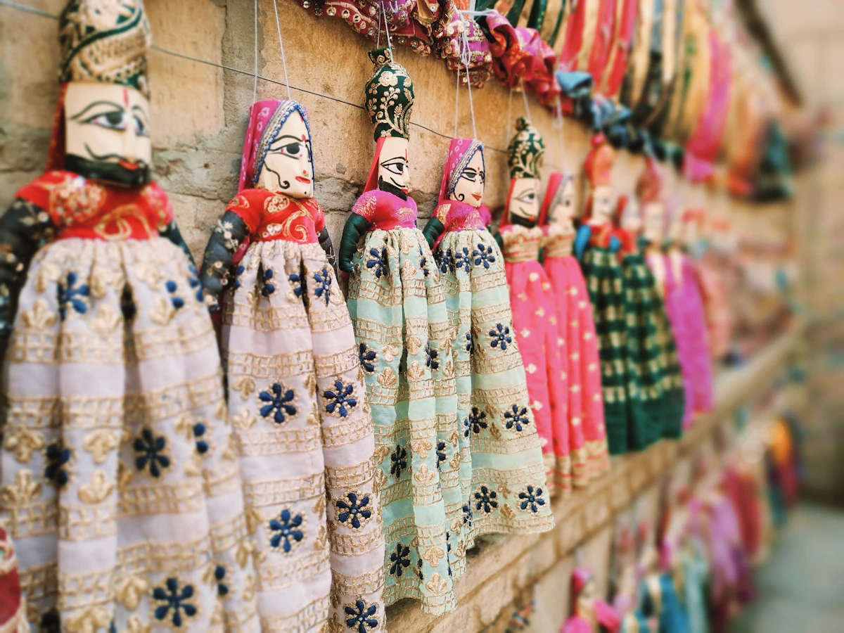 Colourful string puppets