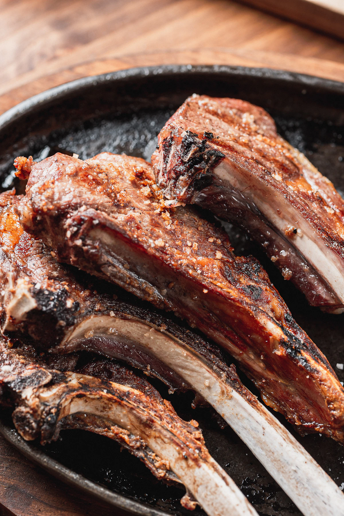 Grilled lamb chops fresh off the fire