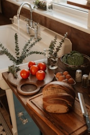 Fresh ingredients for cooking on a kitchen counter.