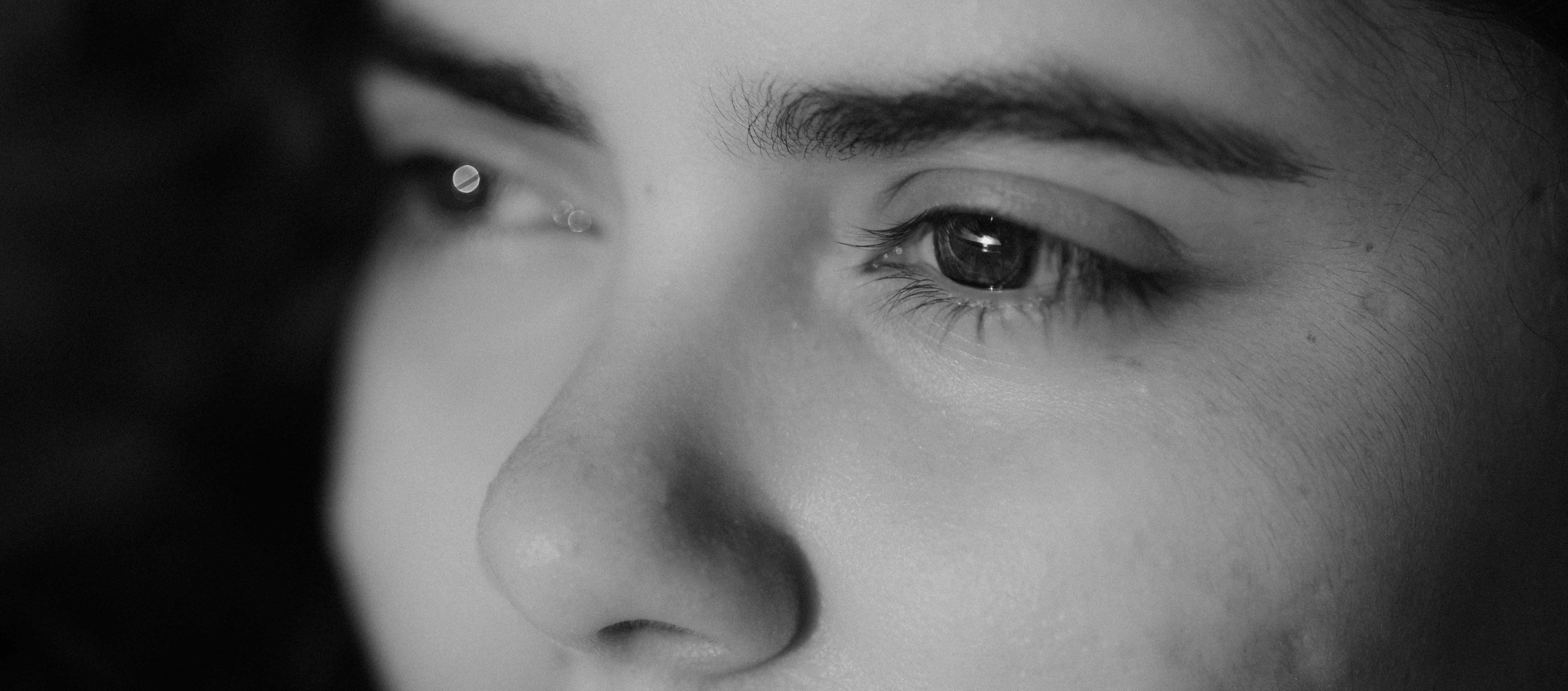 Close up of a young woman's eyes looking away