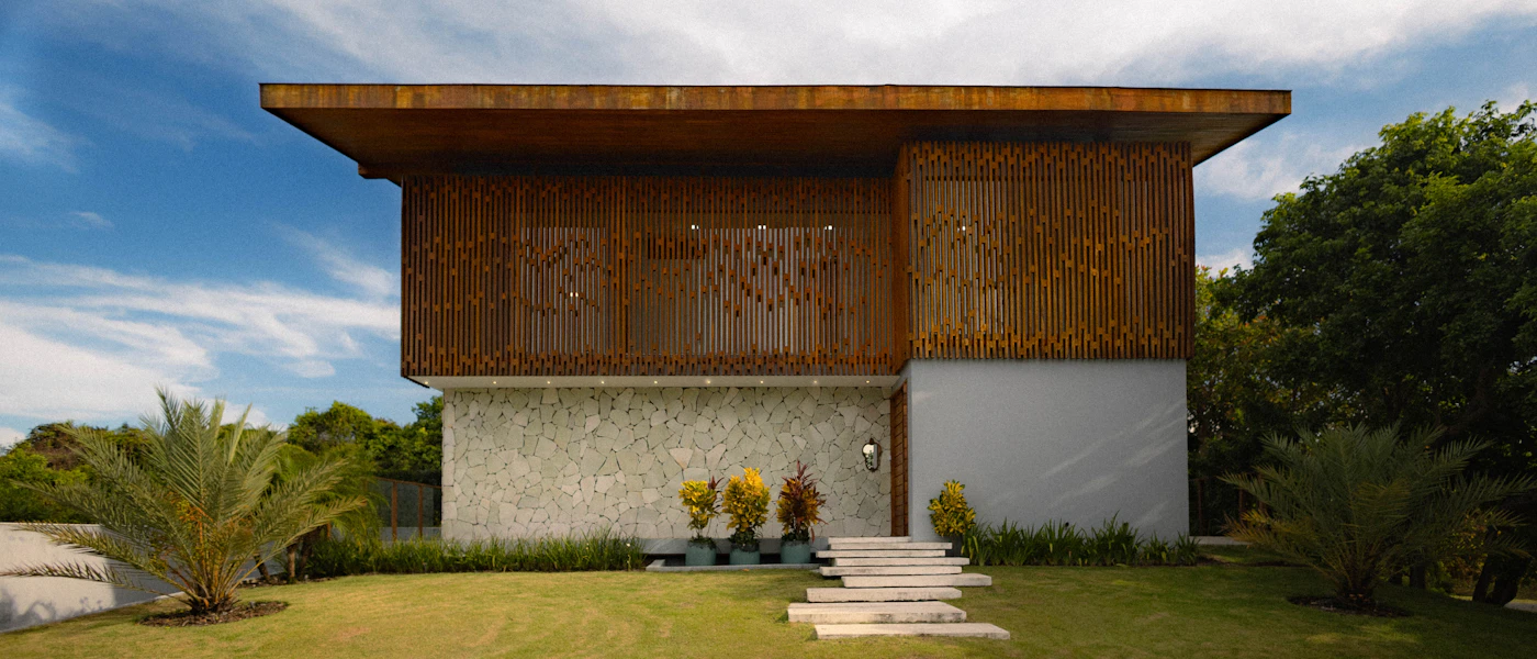 Completed modern residential building