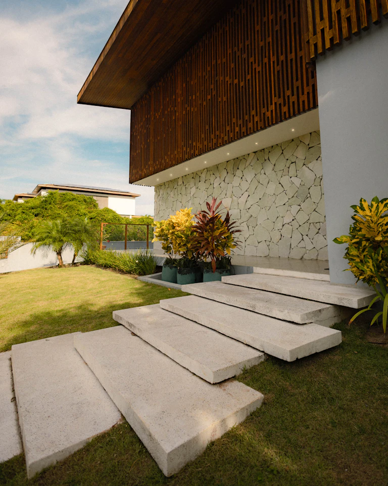 Landscape design architecture solution — house entrance with garden