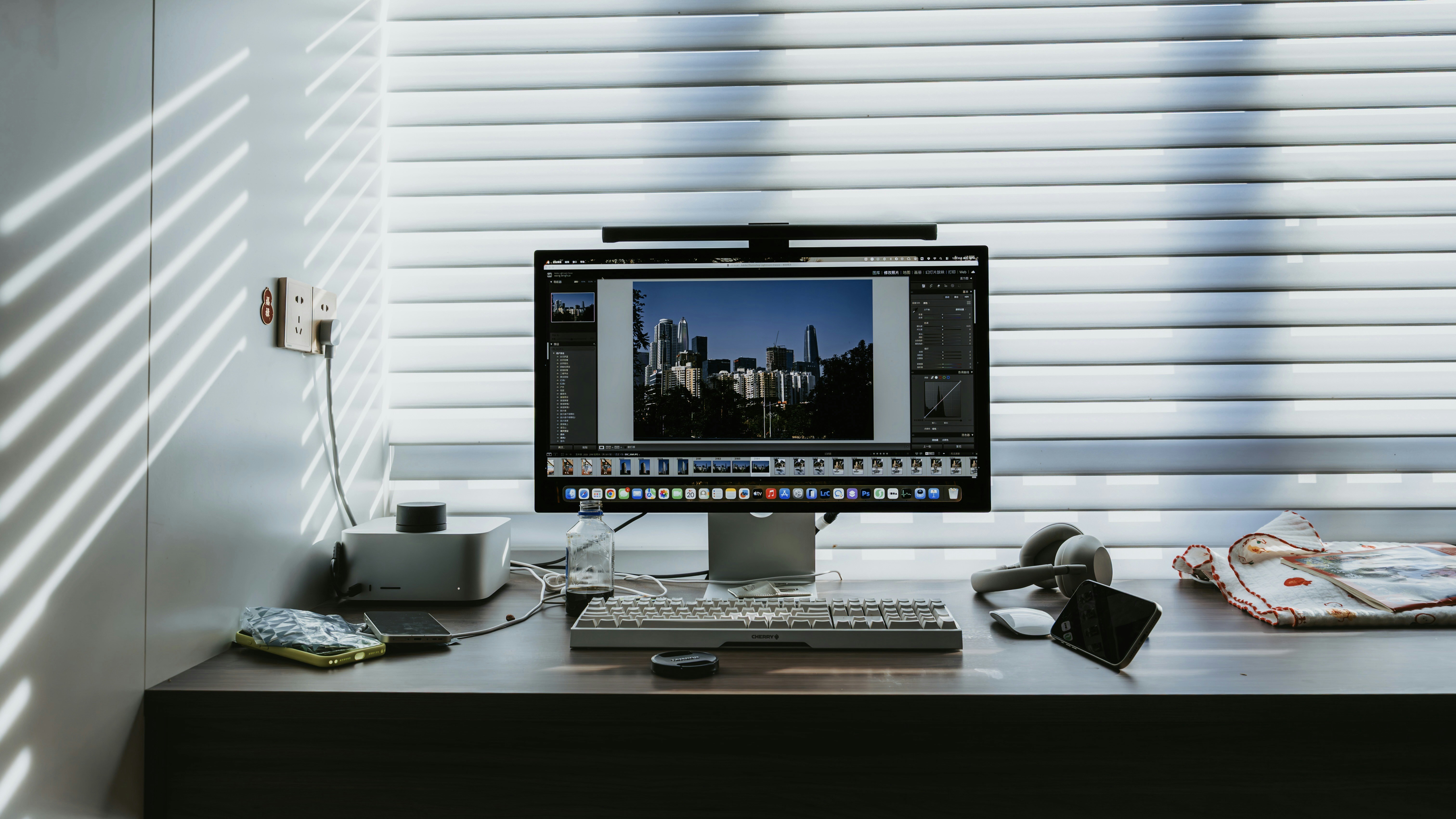 Professional content creator workspace using best affordable 4K monitors for editing