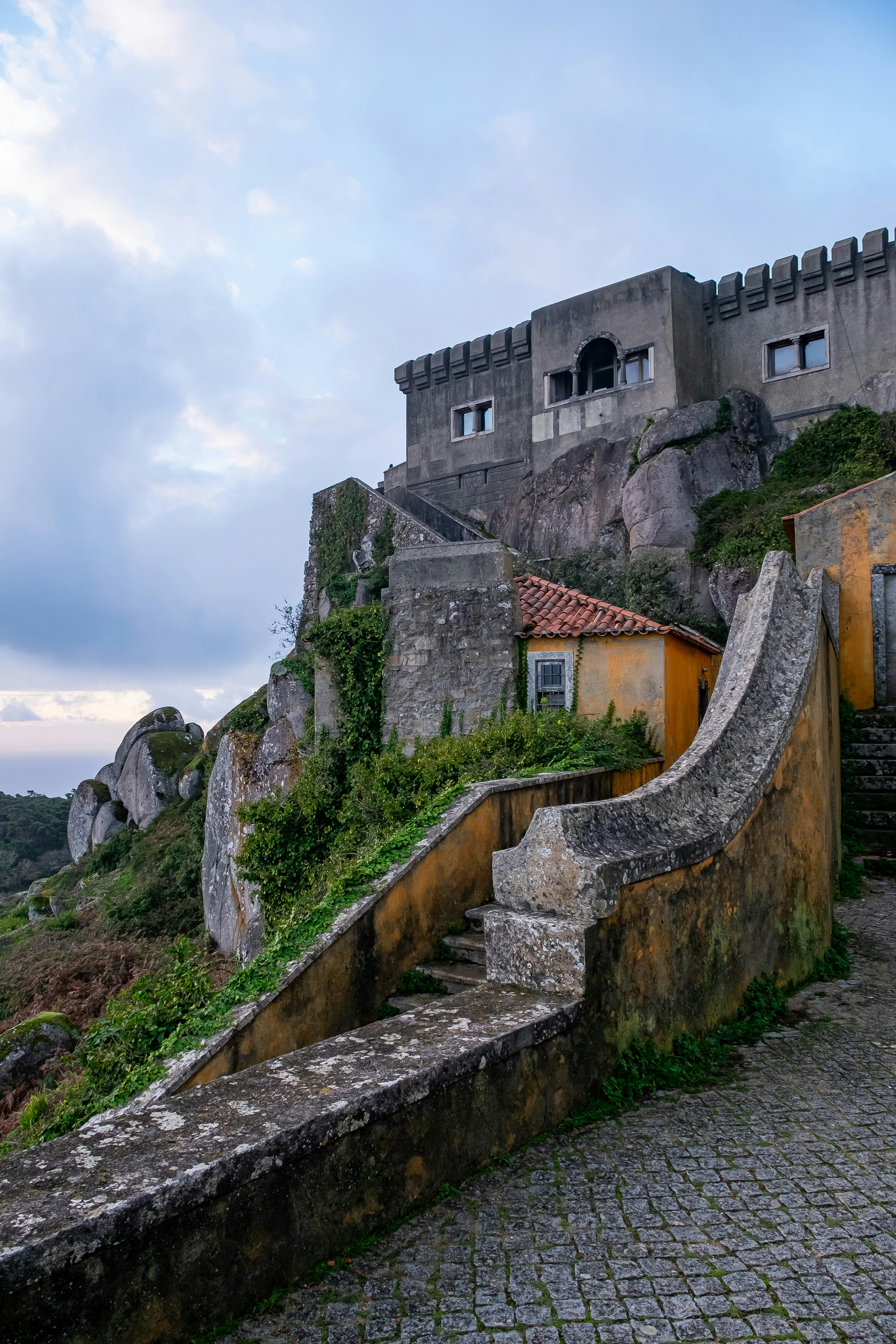 Stone castle ruins on a rocky hillside